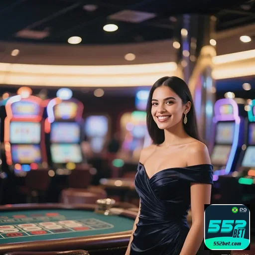 Imagem de um cassino com destaque para o site 552bet, promovendo diversão e apostas online de forma segura.